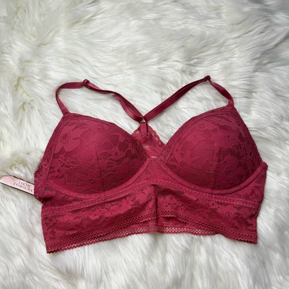 Brand New with Tags Victoria Secret Pink Lace Pink Bralette Bra Top Size Medium